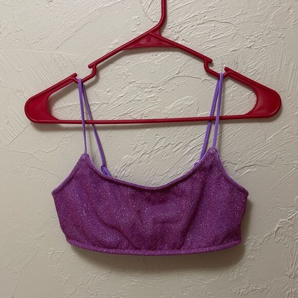 851. Triangle purple glitter tank crop size medium - Picture 1 of 2